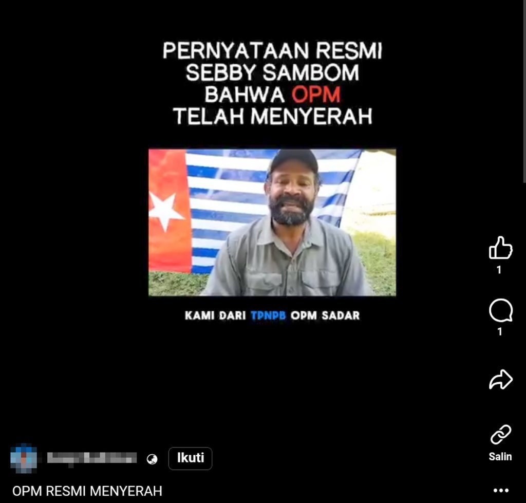 Video Klaim OPM Menyerah di Medsos Itu Hoax
